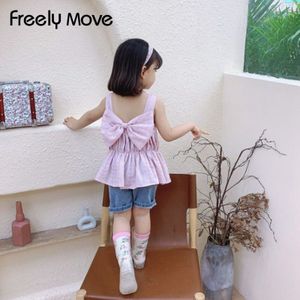 Vrij Bewegen Jongens T-shirts Bows Meisjes Tees Kinderen Tops Mouwloos Katoenen Kleding Voor Zomer Kids Outfits