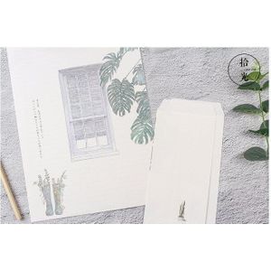 9 stks/set 3 Enveloppen + 6 Brief Papers Plant Bloem Dier Brief Envelop Set Koreaanse Briefpapier