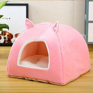 Opvouwbare Hond Bed Self Warming Voor Indoor Katten Hond Huis Met Verwijderbare Matras Puppy Kooi Lounger Grijs Roze