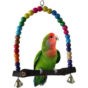 Kleurrijke Huisdier Vogel Speelgoed Papegaai Parkiet Valkparkiet Finch Lovebird Budgie Kooi Swing Speelgoed Met Bell Chew Speelgoed Huisdieren Vogels Accessoires
