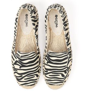 Zebra Print Vrouwen Zomer Herfst Schoenen, Dicht Teen Platte Espadrilles Slippers