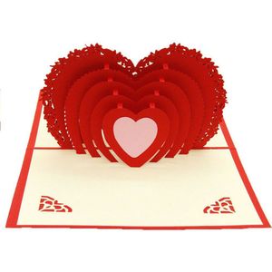 10Pcs 3D Pop Up Kaart Verjaardag Valentijn Handgemaakte Wenskaarten Uitnodigingen Liefde