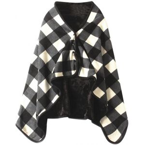 Wearable Plaid Hoodie Deken Fleece Flanel Kleding Outdoor Camping Wandelen Vissen Deken Dubbelzijdige Sjaal Verdikking Deken