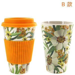 400 ml Milieuvriendelijke Bamboevezel koffie mok met chinese schilderen herbruikbare Anti-brandwonden Melk thee mokken en kopjes