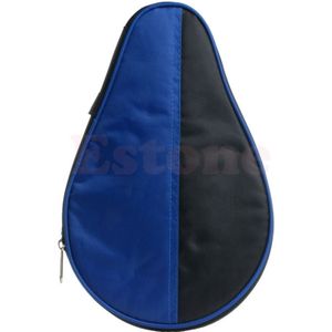 Draagbare Waterdichte Tafeltennis Racket Case Tas Voor Ping Pong Paddle Bat Zwart + Blauw
