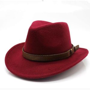 Ozyc Vrouwen Mannen Wol Hollow Western Cowboy Hoed Met Mode Riem Size Gentleman Lady Jazz Cowgirl Jazz Toca sombrero Cap