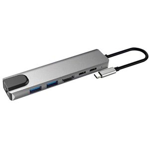 6 In 1 Usb 3.0 High Speed Poorten Type-C Hub USB-C Om 4K 30Hz Hd Laptop rj45 Gigabit Ethernet Netwerk Pd Hub