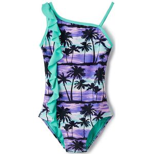 Meisjes Strand Sport 1 Stuk Badpak SuitCoconut palm print Mode Badpak Voor Meisjes Sport Set Badmode