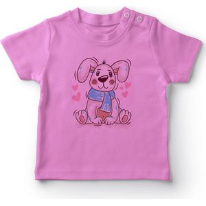 Angemiel Baby Sjaal Drager Leuke Hond Baby Meisje T-shirt Roze