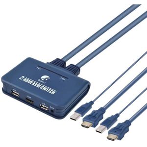 2 Poort Usb Hdmi-Compatibel Kvm Switch Switcher Met Kabel Voor Dual Monitor Switch Ondersteuning Desktop Controller Switching