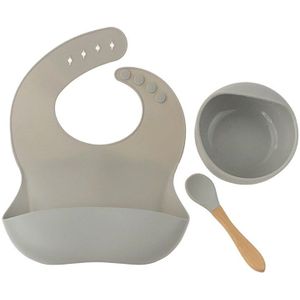 3Pcs Baby Servies Set Pasgeboren Slabbetjes + Diner Plaat + Lepel Set Waterdichte Food Grade Siliconen Feeding Speeksel Handdoek kinderziektes