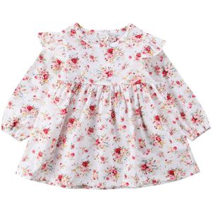 Pasgeboren Modis Babys Meisjes Bloemen Katoenen Jurk Lange Mouwen O-hals Leuke Jumpsuit Outfits Pageant Tutu Jurk Baby Meisje Kleding