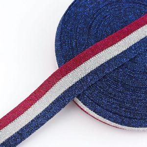 15Yards 3cm Gold Silver Stripe Knitted Webbings Tapes Sport Pants Trousers Lace Ribbons Sewing Band Trimmings DIY Accessories