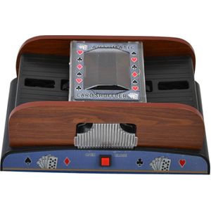 Entertainment Automatic For Bridge Game Button Switch Battery Powered Funny 2 Deck Card Shuffler Wooden Case Poker Playing Cards