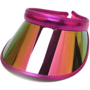 Vrouwen Mannen Hologram Rainbow Brede Rand Zonnekleppen Hoed Topless Zonnebril Uv-bescherming Plastic Panel Sportkleding Clip-On Zomer cap