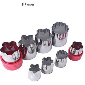 8 stks/set Bloem Ster Vorm Groente Fruit Cutter Mold Mould Slicer Rvs Shredder voor Cake Cookie Sushi Biscuit Voedsel