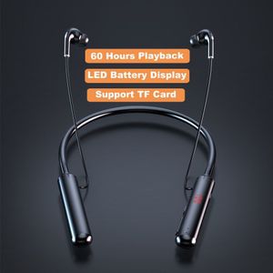 100 Uur Uithoudingsvermogen Bluetooth5.0 Hoofdtelefoon Stereo Bass Draadloze Hoofdtelefoon Nekband Power Led Display Headset Tf Card