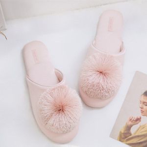 Zomer Leuke Pompon Thuis Slippers Vrouwen Schoenen Sweet Home Slides Antislip Comfortabele Indoor Slippers Vrouw