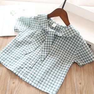 2022 Zomer Baby Meisjes Korte Mouwen Plaid Shirt