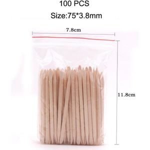 100Pcs Nail Push Houten Manicure Gereedschap Nail Levert Oranje Stok Houten Dode Huid Push Voor Nagels Punt Boor Stok nagels Art