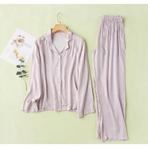 Dots Gedrukt Drie Kleuren Dames Lange Mouw En Broek Pyjama Set Effen Kleur Vrouwen Lente Stijl Pyjama Sets Vrouwen