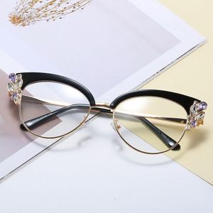 Blauw Licht Blokkeren Bril Vrouwen Retro Cat Eye Monturen Mannen Recept Leesbril Clear Lens Spectale Brillen