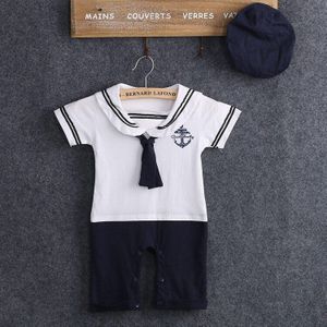 Emmababy Zomer Pasgeboren Baby Boy Kleding Matrozenkraag Romper Playsuit Hoofdband 2 Stuks Outfits Kleding Sunsuit Zomer