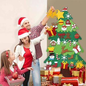 Diy Kerstboom Handgemaakte Vilt Jaar Kinderen Speelgoed Kunstmatige Boom Muur Opknoping Ornamenten Kerst Voor Home Decoratie