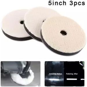 Universele 3Pcs 5 Inch Professionele Wol Spons Polijsten Polijsten Waxen Pad Voor Auto Polijstmachine Buffer Accessoires