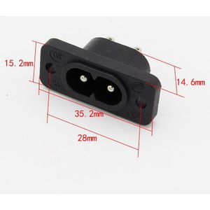 AC250V 2.5A 5pcs 2Pin IEC 320 C8 Schroef Mount Inlet Plug Socket