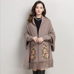 Hoogwaardige kasjmier sjaal vrouwelijke herfst en winter kwasten met mouwen mantel in de lange jas dikke warme vrouwen's wrap swing