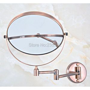 Red Copper Folding Dual Arm Extend Bathroom Makeup mirrors 1:1 and 1:3 magnifier Cosmetic Bathroom Wall Mirror Lba631