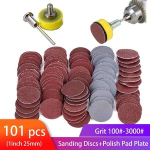 100Pcs 1 Inch/25Mm Schuurschijven Pad Sander Disk Kit Met 1/8 &quot;Schacht Schurende Polish Pad plaat Voor Dremel Rotary Tool