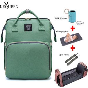 Lequeen Luiertassen Rugzak Multifunctionele Opvouwbare Baby Bed Wieg Tas Grote Capaciteit Wandelwagen Zak Isolatie Verpleging Tassen