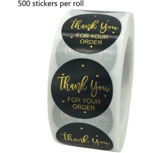 500 Stuks Dank U Voor Uw Bestelling Stickers Goud Folie Seal Label Bruiloft Decoratie C6UE