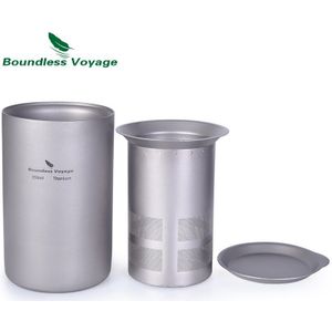 Grenzeloze Voyage Titanium Koffie Thee Cup Met Filter Outdoor Camping Draagbare Dubbele Wand Mok Servies 350Ml