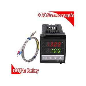 Dual Digital RKC PID TEMPERATUURREGELAAR REX-C100 met Sensor Thermokoppel K, Relaisuitgang