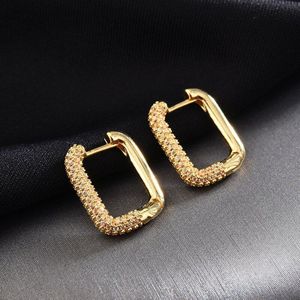 Prachtige Micro Zirkoon Eenvoudige Kleine Vierkante Oorringen Geometrische Goud Kleur Earring Aros Mujer Zk30