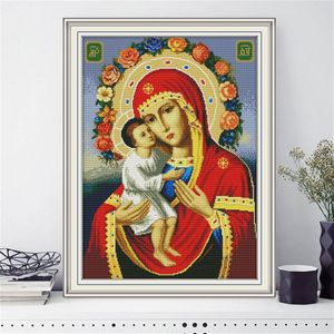 Huacan Kruissteek Borduren Religie Portret Handwerken Sets Voor Volledige Kits Wit Canvas Diy Figuur Home Decor 14CT