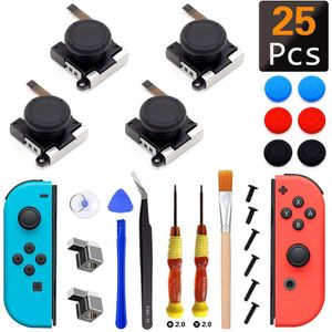 21 In 1 3D Vervanging Joystick Analoge Thumb Stick Reparatie Kit Tri-Wing Kruis Schroevendraaier Pry Tool Voor Nintendo schakelaar Controller