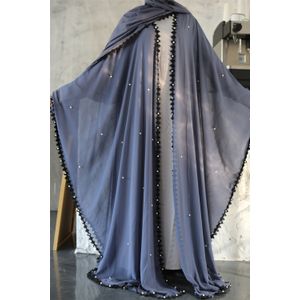 Dubai Party Chiffon Jurk Vleermuis Mouw Losse Kaftan Abaya Islamitische Moslim Kralen Robe Turkse Arabische Kleding Voor Vrouwen Dames