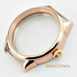 Corgeut 42mm speciale krasbestendig mineraal glas Roestvrij staal Rose Gouden horloge Case Fit 6497/6498, zeemeeuw ST36 beweging