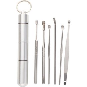 6 Stks/set Draagbare Roestvrij Stalen Spiraal Oor Pick Lepel Oorsmeer Removal Cleaning Earpick Oor Schoner Oor Lepel Care Tools