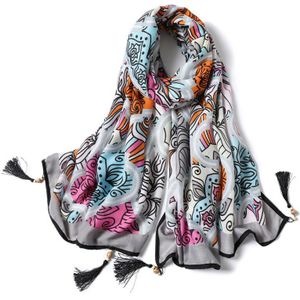 Vrouwen Sjaal Mode Katoen Afdrukken Sjaals Voor Dames Pashmina Wraps Foulard Femme Kwastje Hijaabs Sjaals