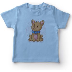 Angemiel Baby Leuke Zitten Hond Baby Boy T-shirt Blauw