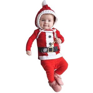 Herfst en Winter 2 stks Peuter Kids Met Lange Mouwen Rode Set Baby Boy Meisjes Outfits Kerst Baby Pyjama Nachtkleding Set