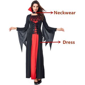 Deluxe Halloween Sexy Volwassen Vrouwen Vampire Kostuums Victoriaanse Vamp Fancy Party Dress Rode En Zwarte Heks Vrouwelijke Kostuums