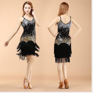 1 Stks/partij Vrouw Sexy Kwastje Latin Dans Jurk Meisjes Sequin Tassel Dansen Jurk