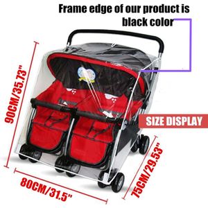 Regenhoes Wandelwagen Bescherming Twins baby Waterdichte Trolley Met Dubbele Zitten Side by Side Wandelwagen Accessoires