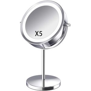 Make-Up Spiegel Met 10X 5X Lichten Led Verlichte Draagbare Hand Cosmetische Vergroting Light Up Spiegels Vip